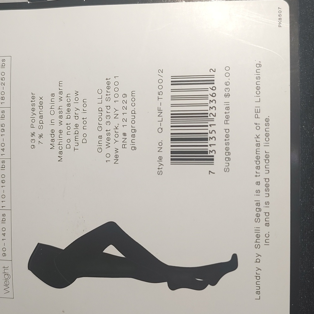 Black Fleece Lined Footed Tights Women's 1X/2X Laundry By Shelli Segal 2 Pair Pk - Picture 5 of 6